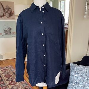 J. Crew NWOT Navy Étienne Oversized Shirt in Baird McNutt Irish Linen - Fits M